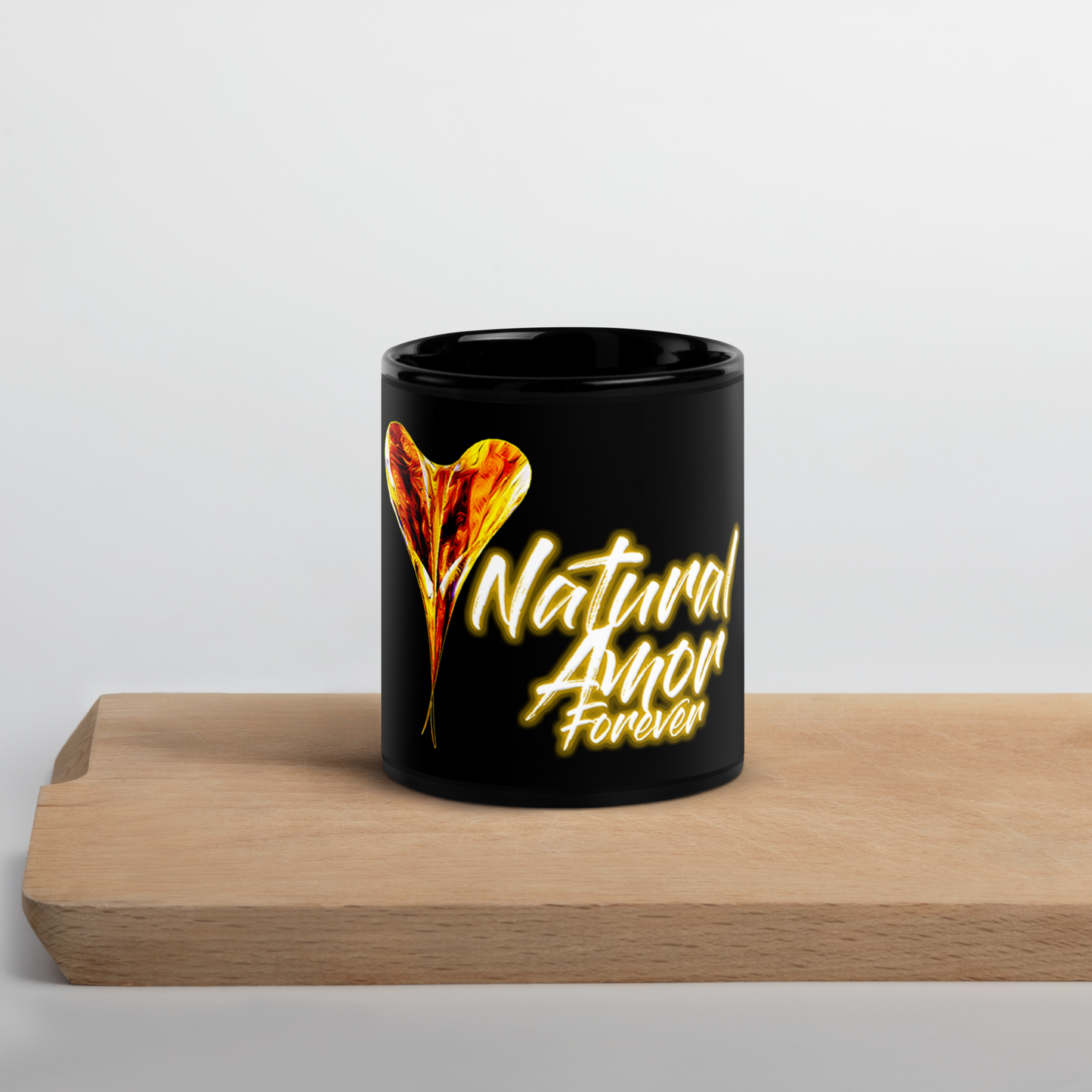 Natural Amor Forever Black Glossy Mug
