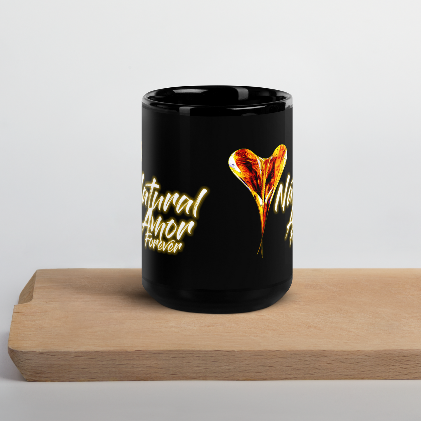 Natural Amor Forever Black Glossy Mug