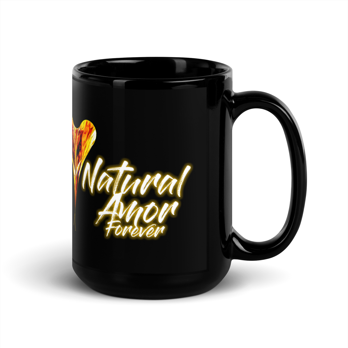 Natural Amor Forever Black Glossy Mug