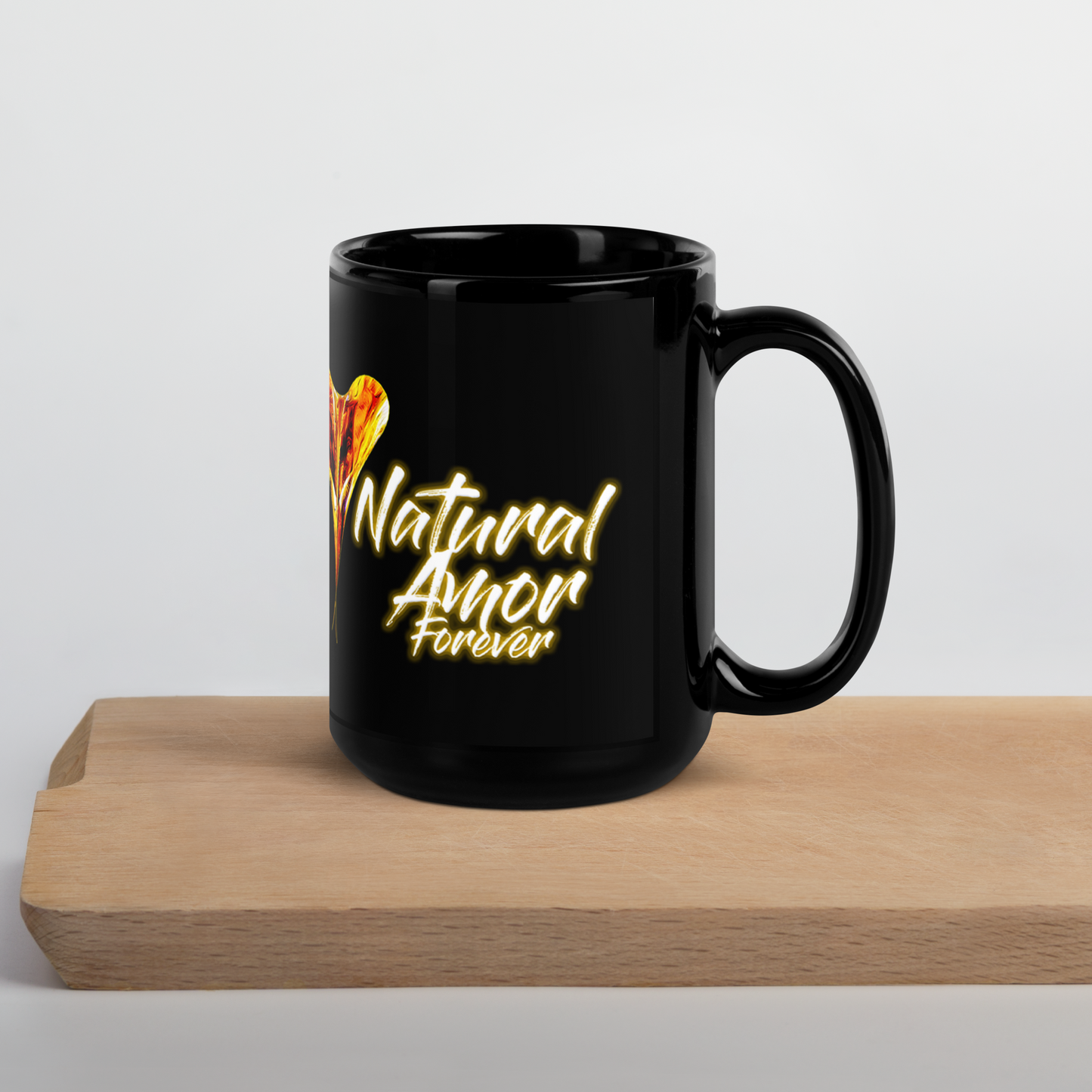 Natural Amor Forever Black Glossy Mug