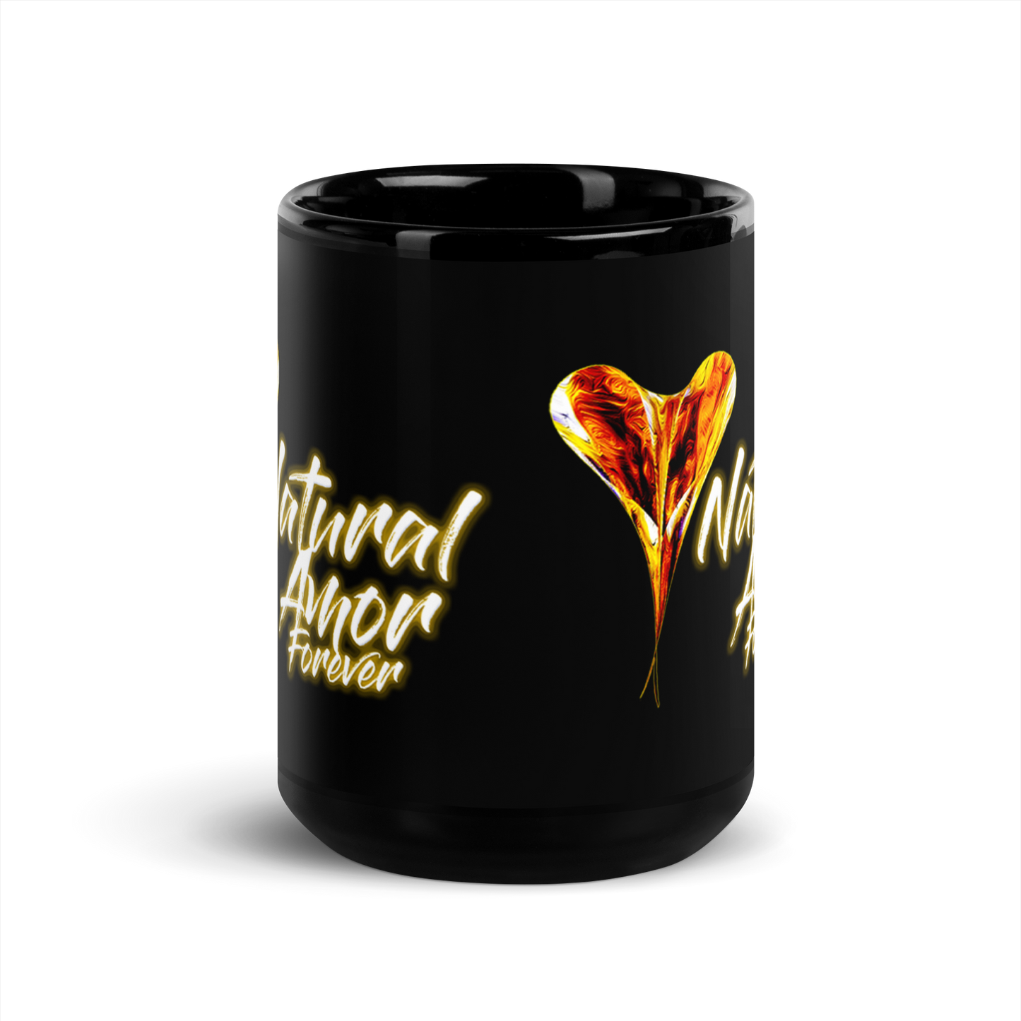 Natural Amor Forever Black Glossy Mug